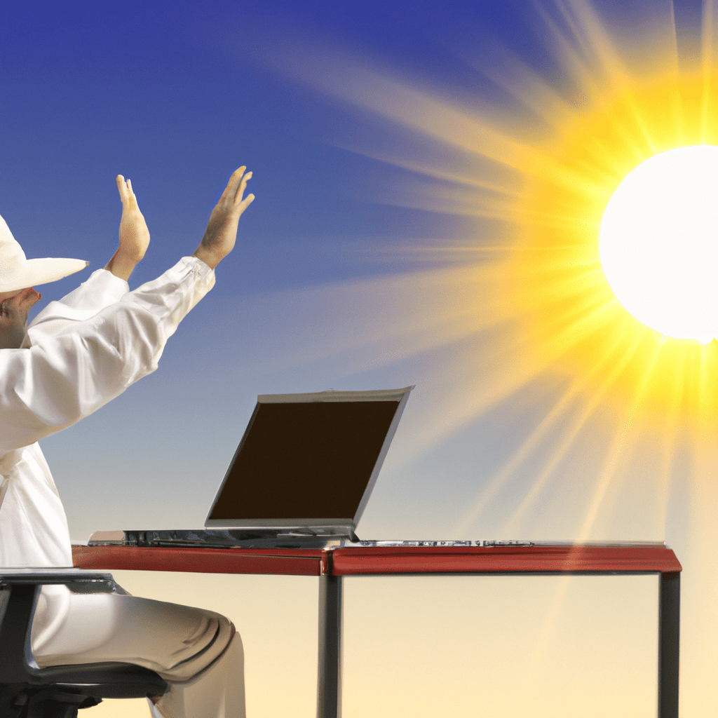Ergonomie Microsoft Solaire : une image représentant un bureau ergonomique équipé de produits Microsoft et d'une fenêtre avec une vue sur le soleil.