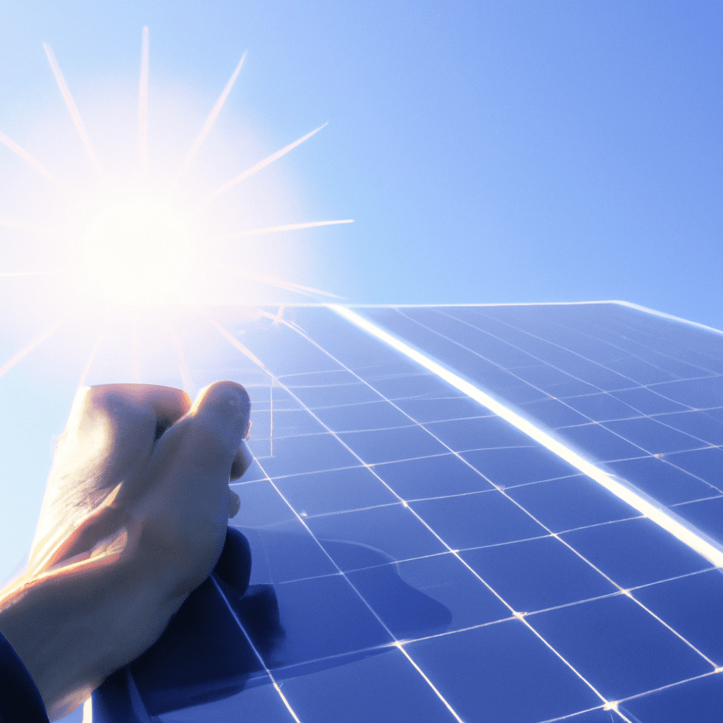 Renouvelable Photovoltaïque Projet Envoler - Une image d'un parc solaire avec des panneaux photovoltaïques et une personne se tenant debout et regardant le ciel, comme si le projet de renouvelable était en train de s'envoler.